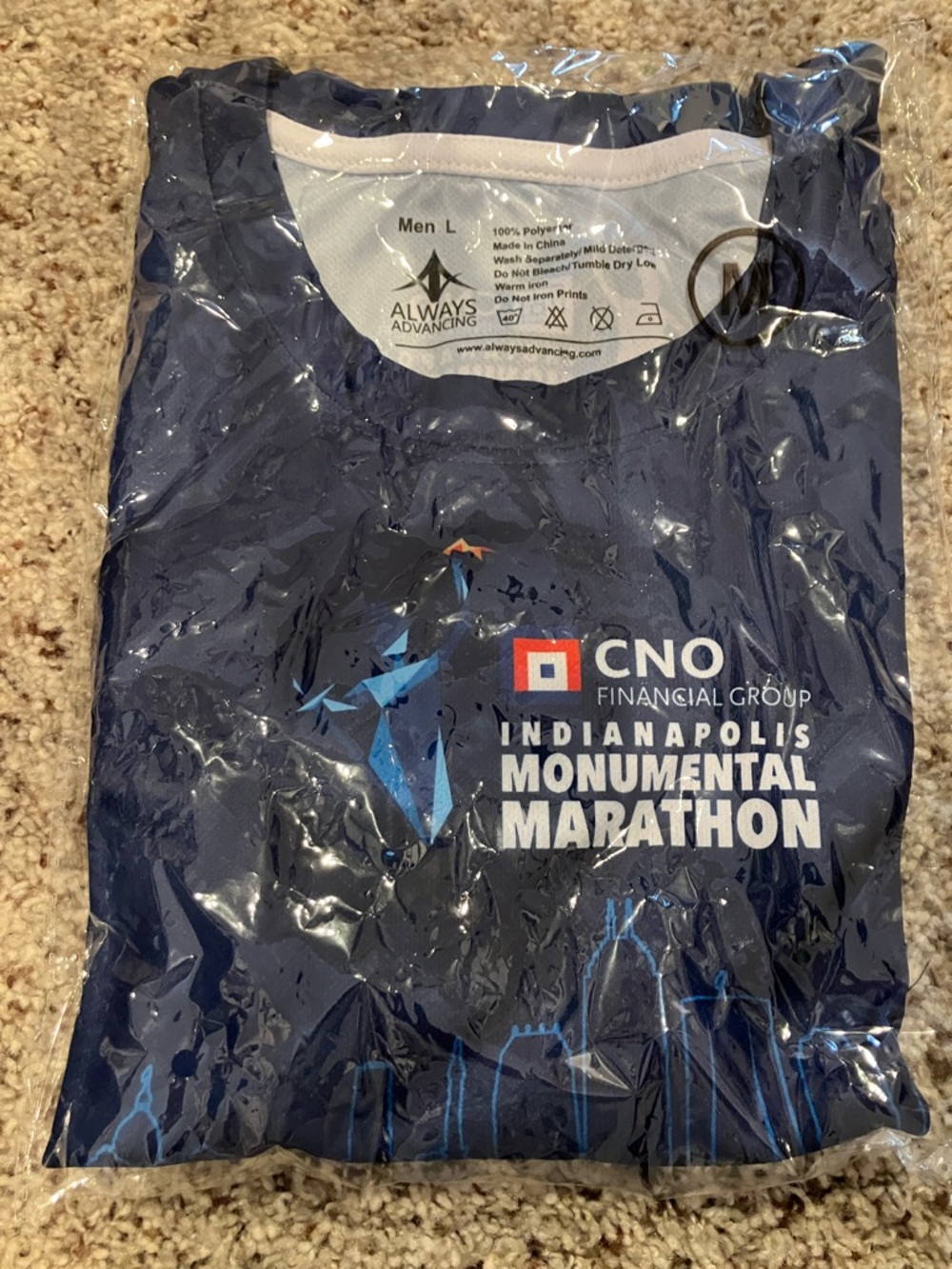 CNO Financial Indianapolis Monumental Marathon Shirt - Navy Blue Size Large